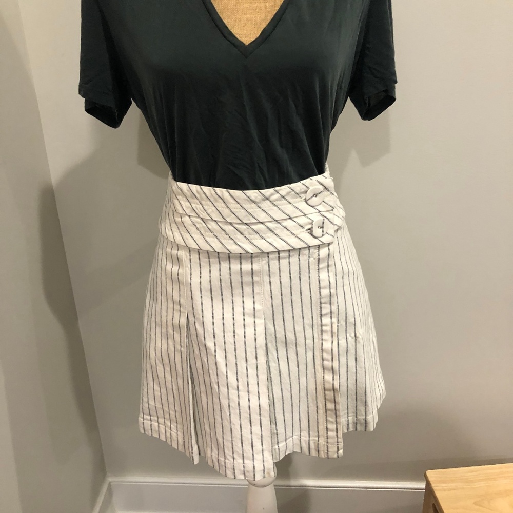 Banana Republic Blue White Stripe Wrap Pleat skirt